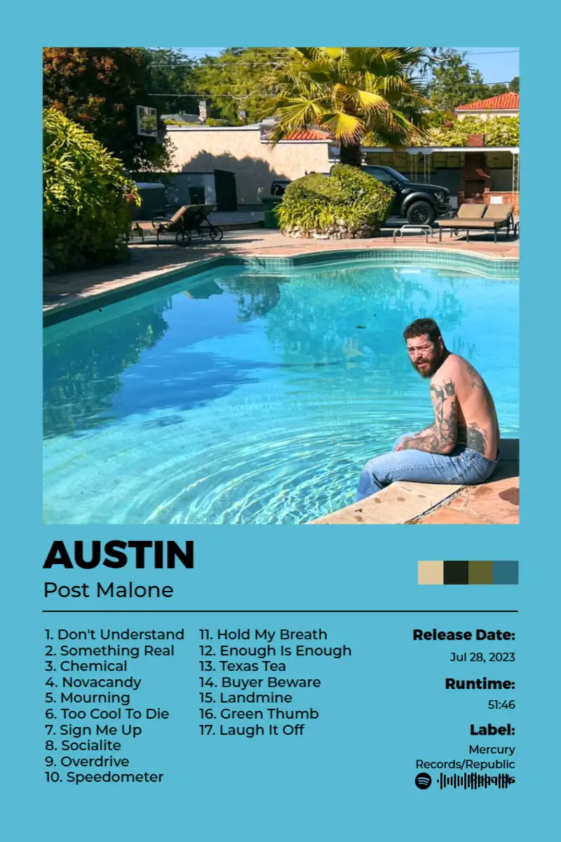 AUSTIN · AUSTIN · Post Malone · 2:3 Album poster for AUSTIN by Post Malone