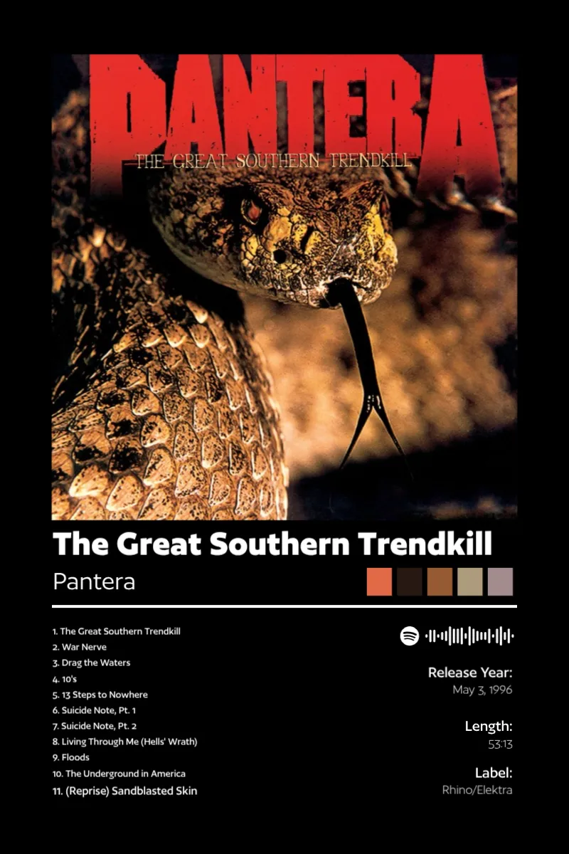 Album poster for The Great Southern Trendkill by Pantera