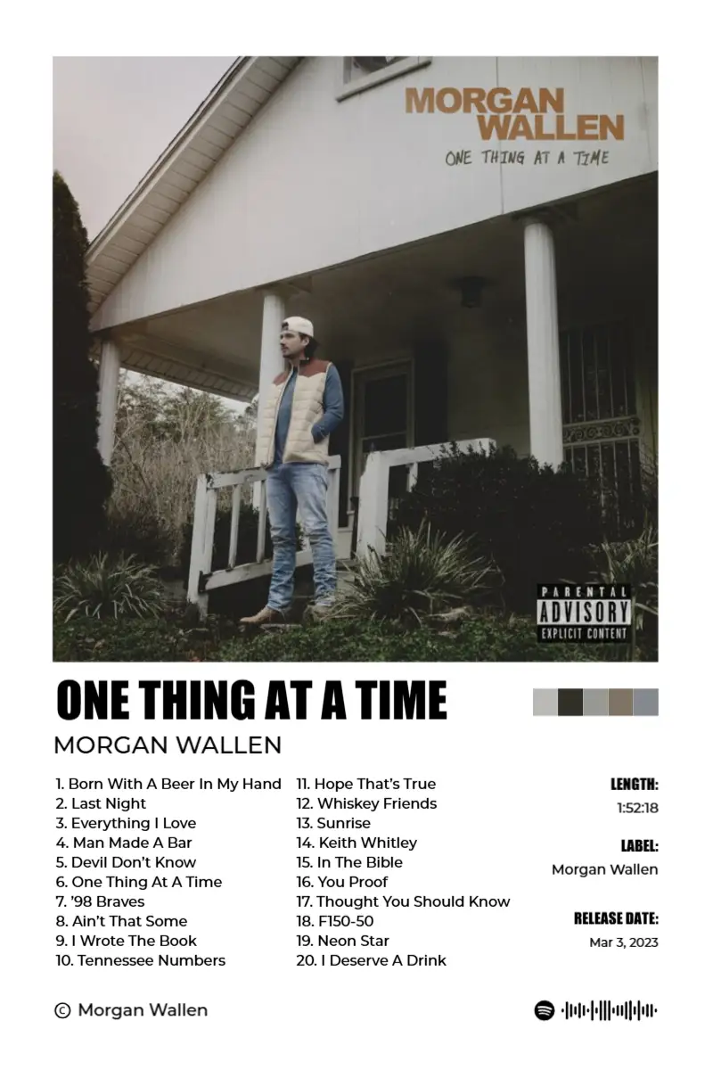 One Thing At A Time · One Thing At A Time · Morgan Wallen · 2:3 Album poster for One Thing At A Time by Morgan Wallen