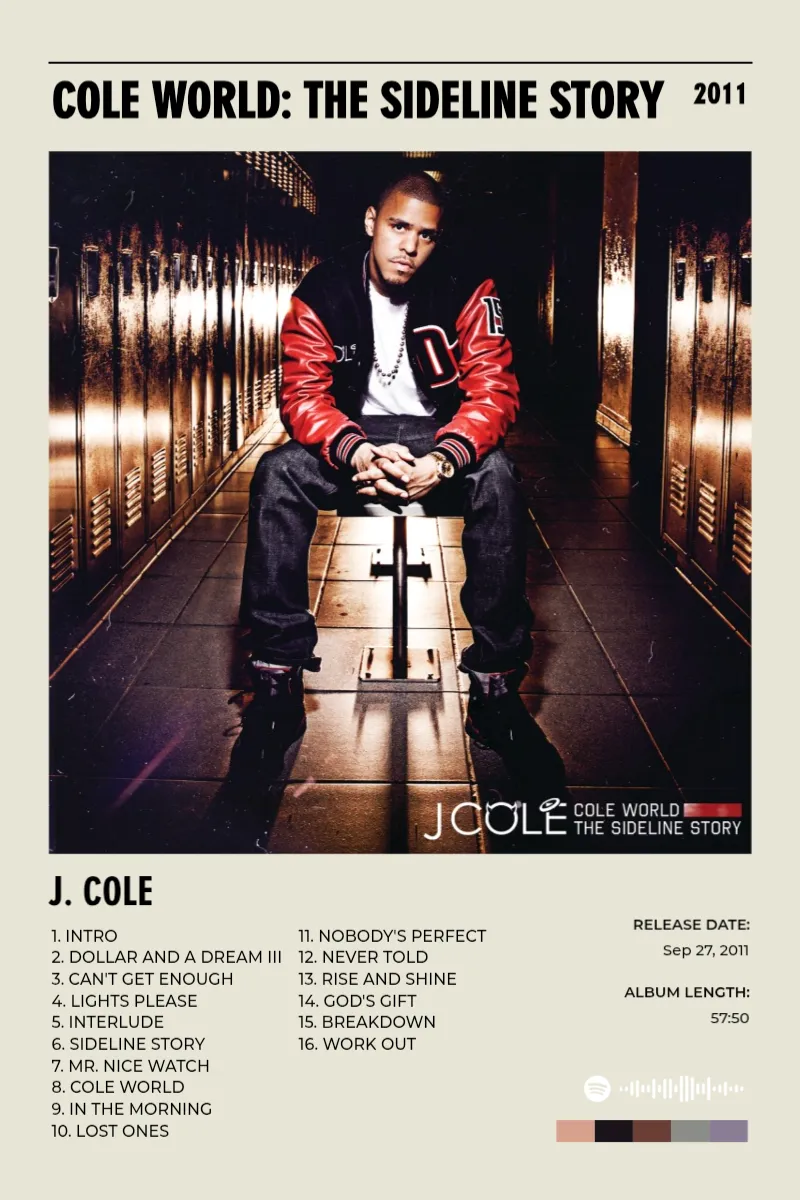 Album poster for Cole World: The Sideline Story by J. Cole