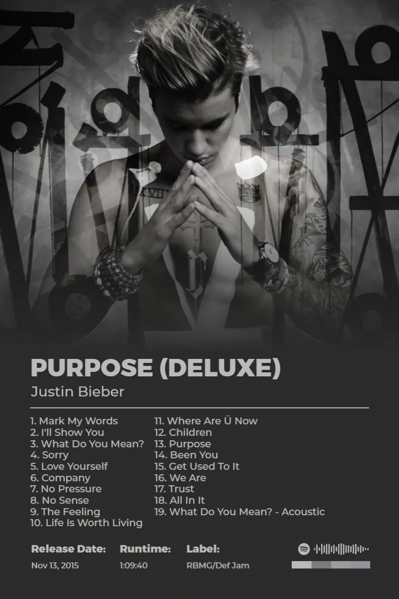 Purpose (Deluxe) · Purpose (Deluxe) · Justin Bieber · 2:3 Album poster for Purpose (Deluxe) by Justin Bieber