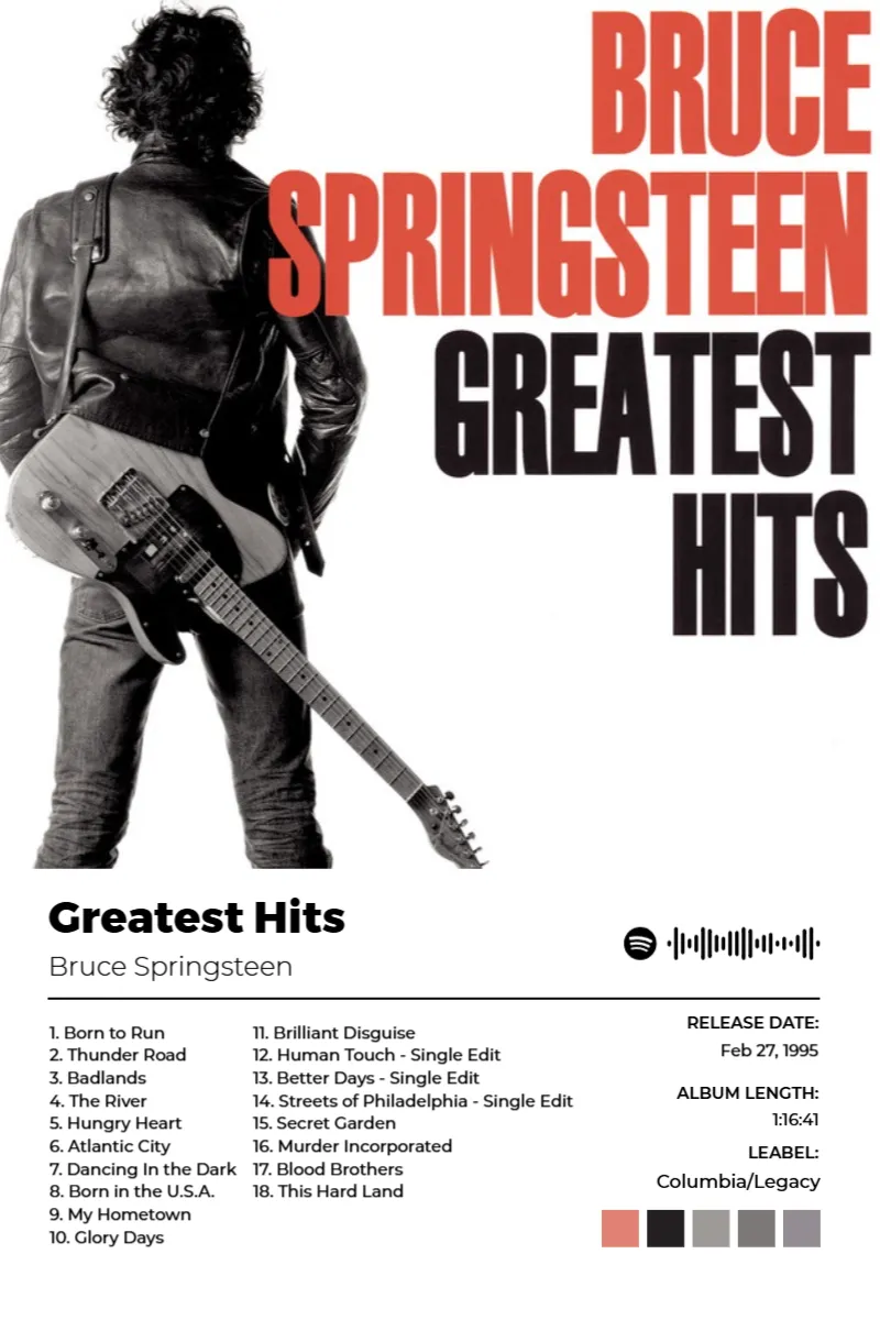 Greatest Hits · Greatest Hits · Bruce Springsteen · 2:3 Album poster for Greatest Hits by Bruce Springsteen