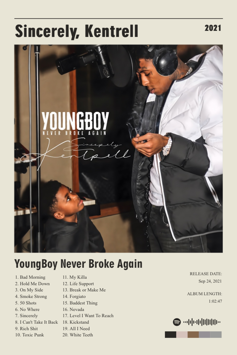 Album poster for Sincerely, Kentrell by YoungBoy Never Broke Again