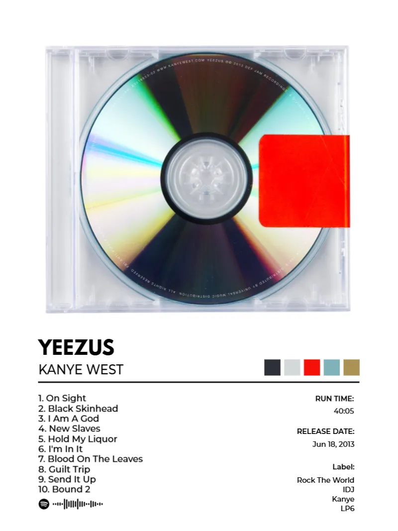 Album poster for Yeezus by Kanye West