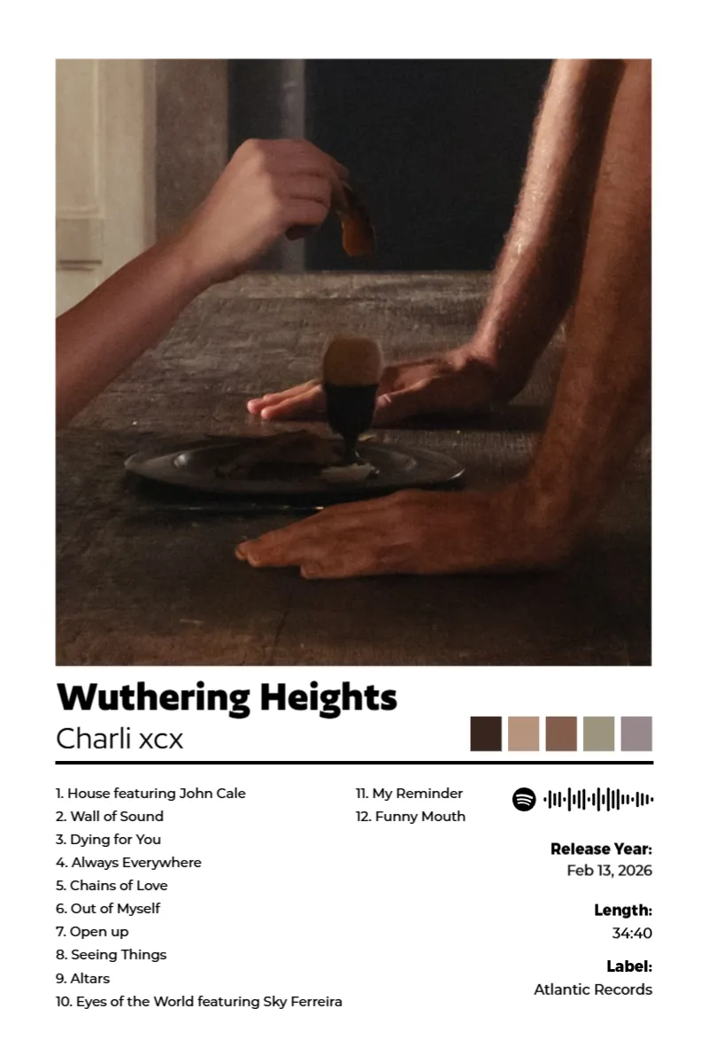 Album poster for Wuthering Heights by Charli xcx