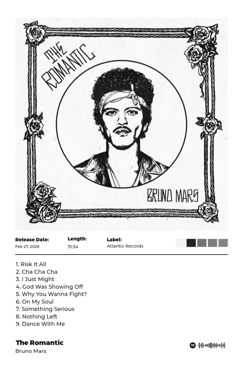 The Romantic · The Romantic · Bruno Mars · 2:3 Album poster for The Romantic by Bruno Mars