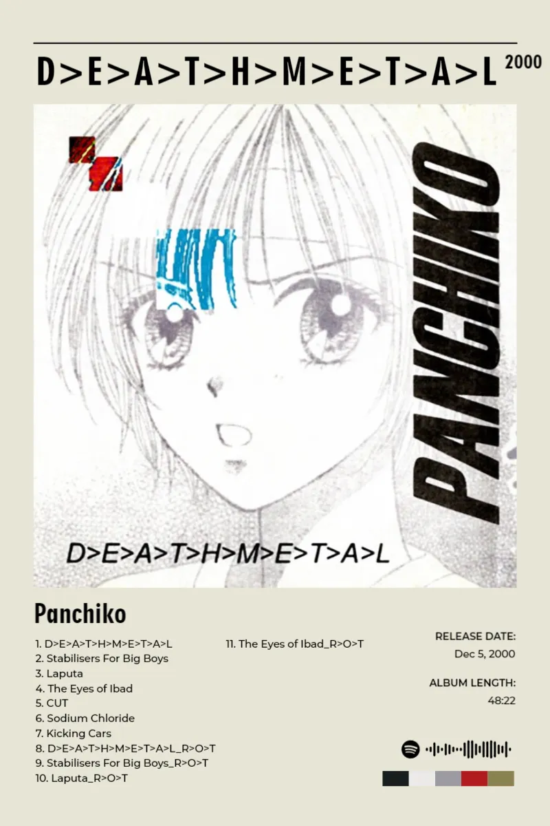 Album poster for D>E>A>T>H>M>E>T>A>L by Panchiko