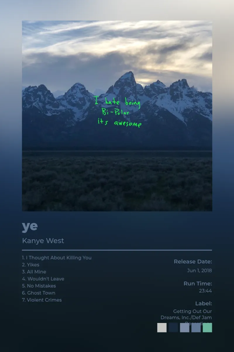 Album poster for ye by Kanye West