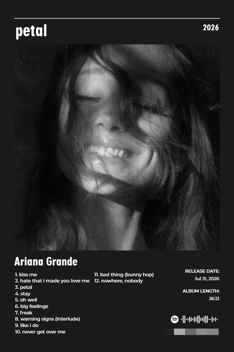Album poster for petal by Ariana Grande