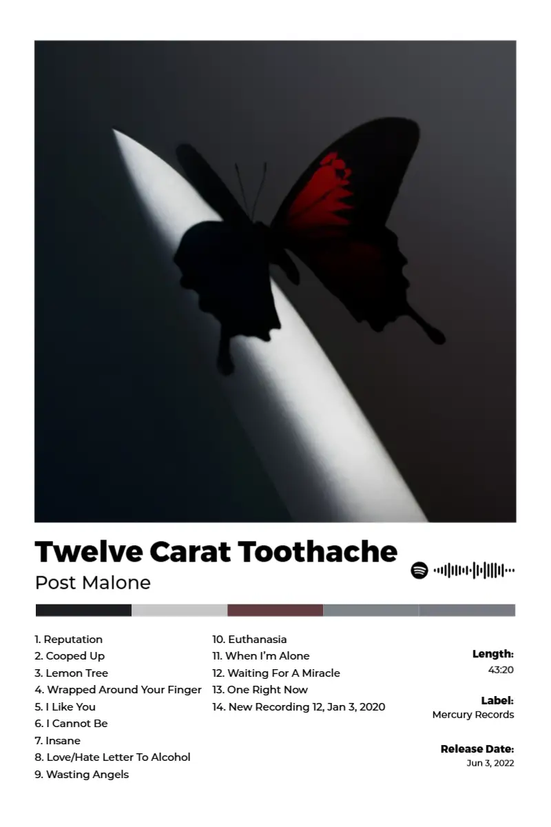 Twelve Carat Toothache · Twelve Carat Toothache · Post Malone · 2:3 Album poster for Twelve Carat Toothache by Post Malone
