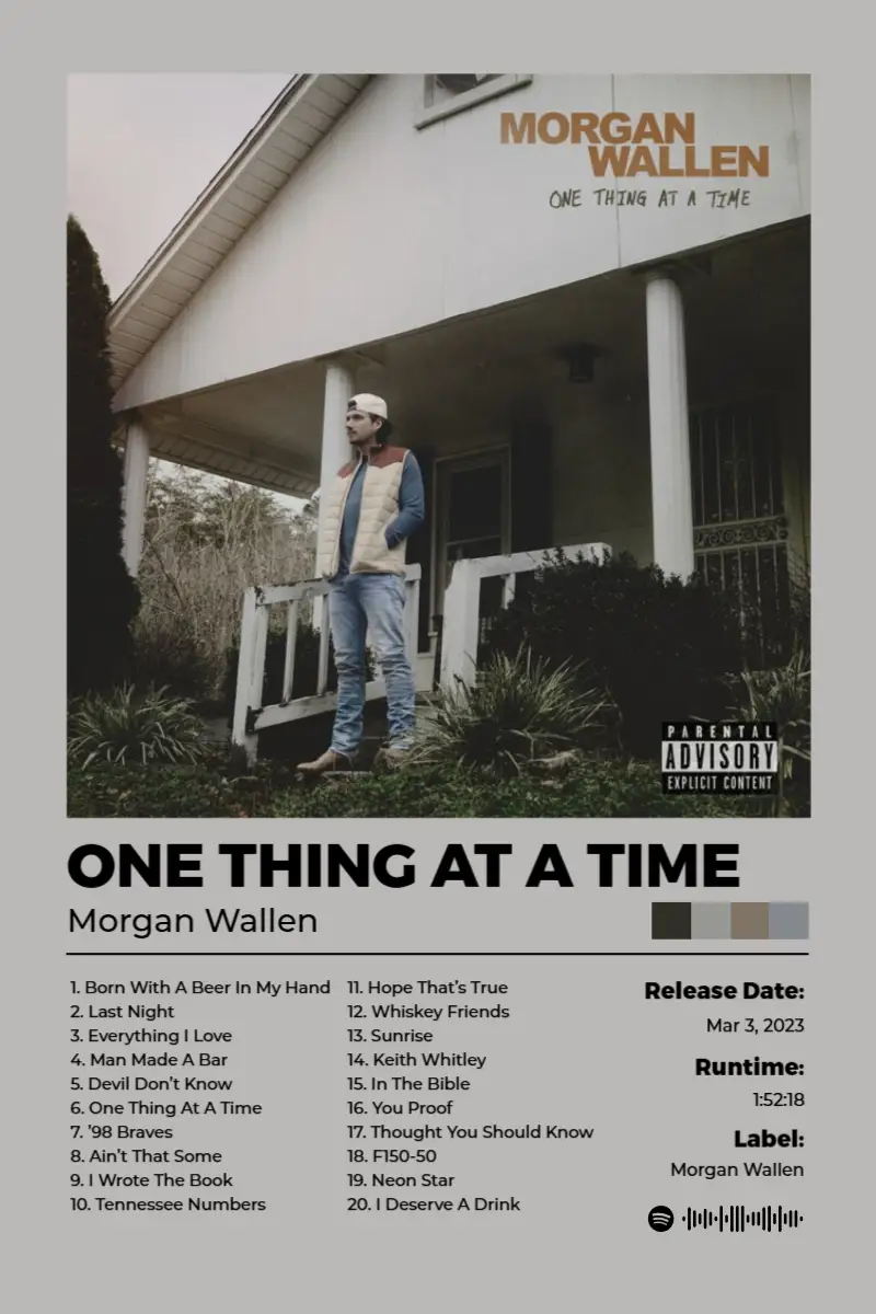 One Thing At A Time · One Thing At A Time · Morgan Wallen · 2:3 Album poster for One Thing At A Time by Morgan Wallen