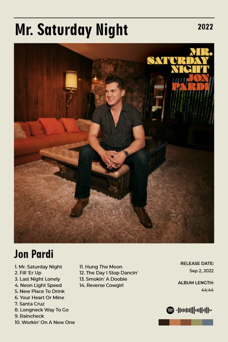 Album poster for Mr. Saturday Night by Jon Pardi