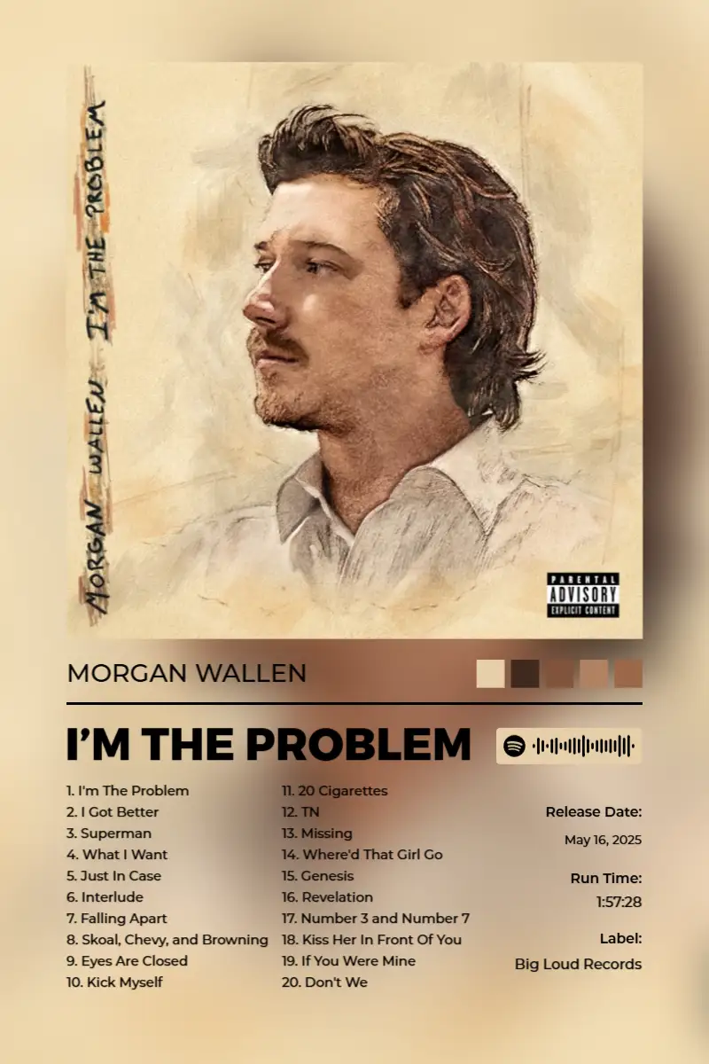 I’m The Problem · I’m The Problem · Morgan Wallen · 2:3 Album poster for I’m The Problem by Morgan Wallen