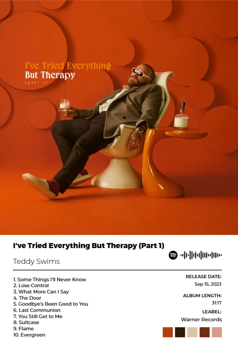 I've Tried Everything But Therapy (Part 1) · I've Tried Everything But Therapy (Part 1) · Teddy Swims · 2:3 Album poster for I've Tried Everything But Therapy (Part 1) by Teddy Swims