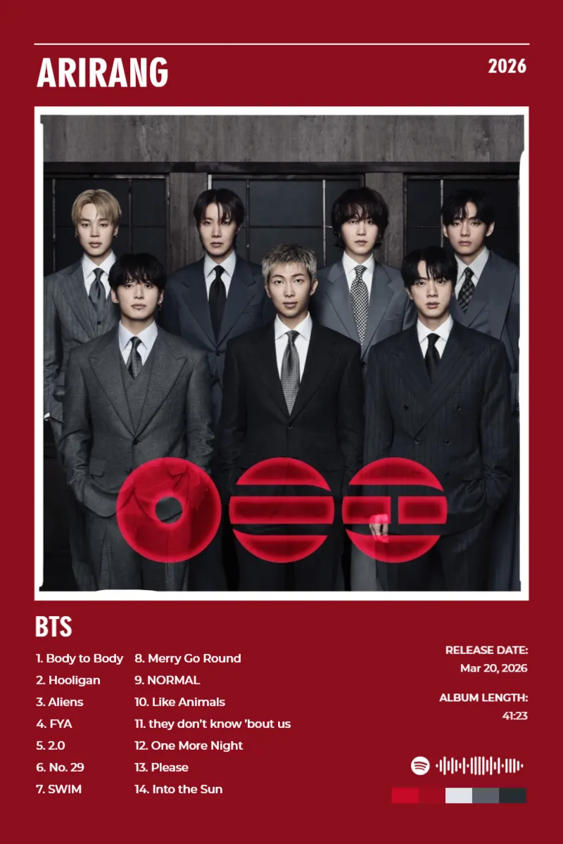 Album poster for ARIRANG by BTS