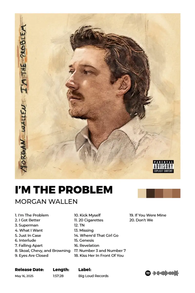 I’m The Problem · I’m The Problem · Morgan Wallen · 2:3 Album poster for I’m The Problem by Morgan Wallen