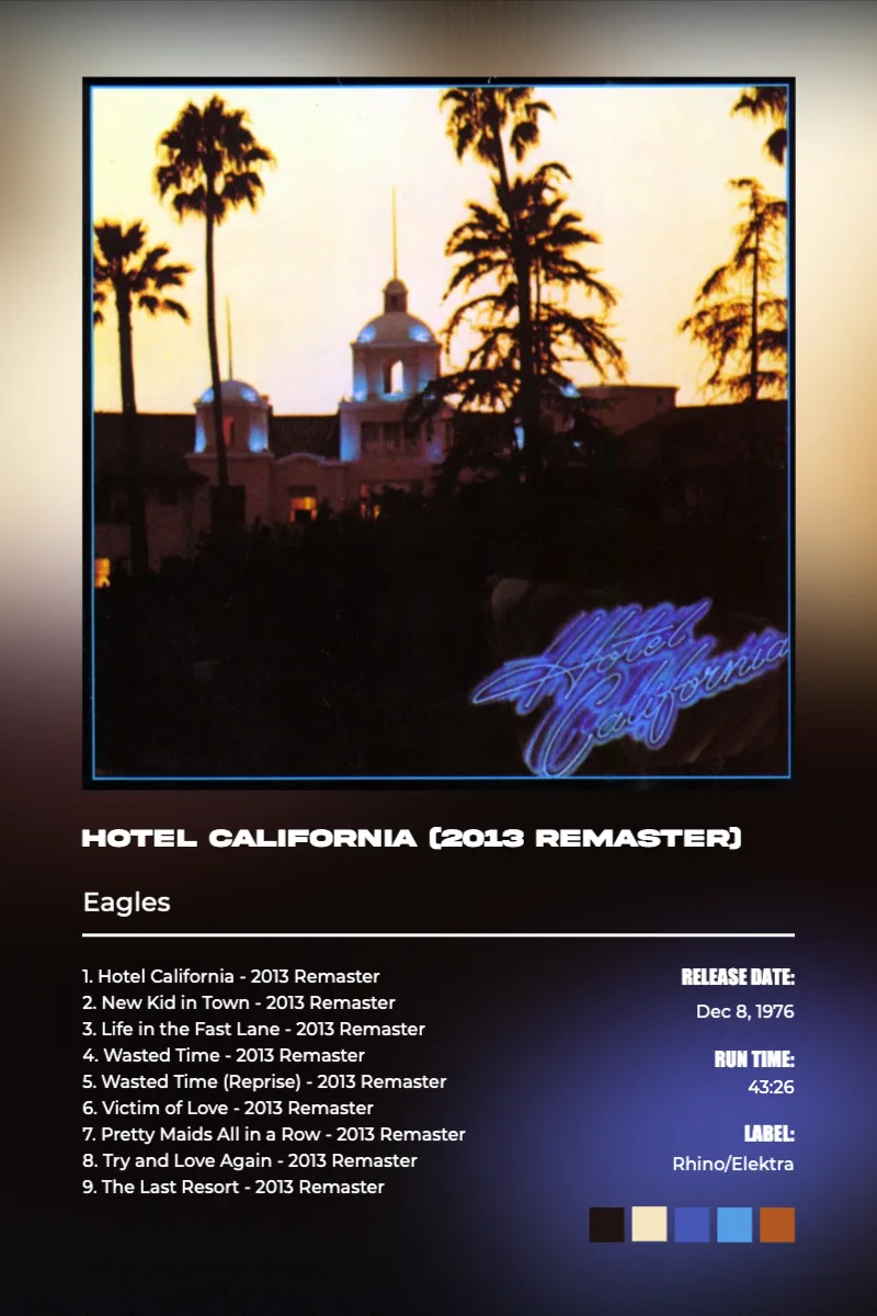Album poster for Hotel California (2013 Remaster) by Eagles