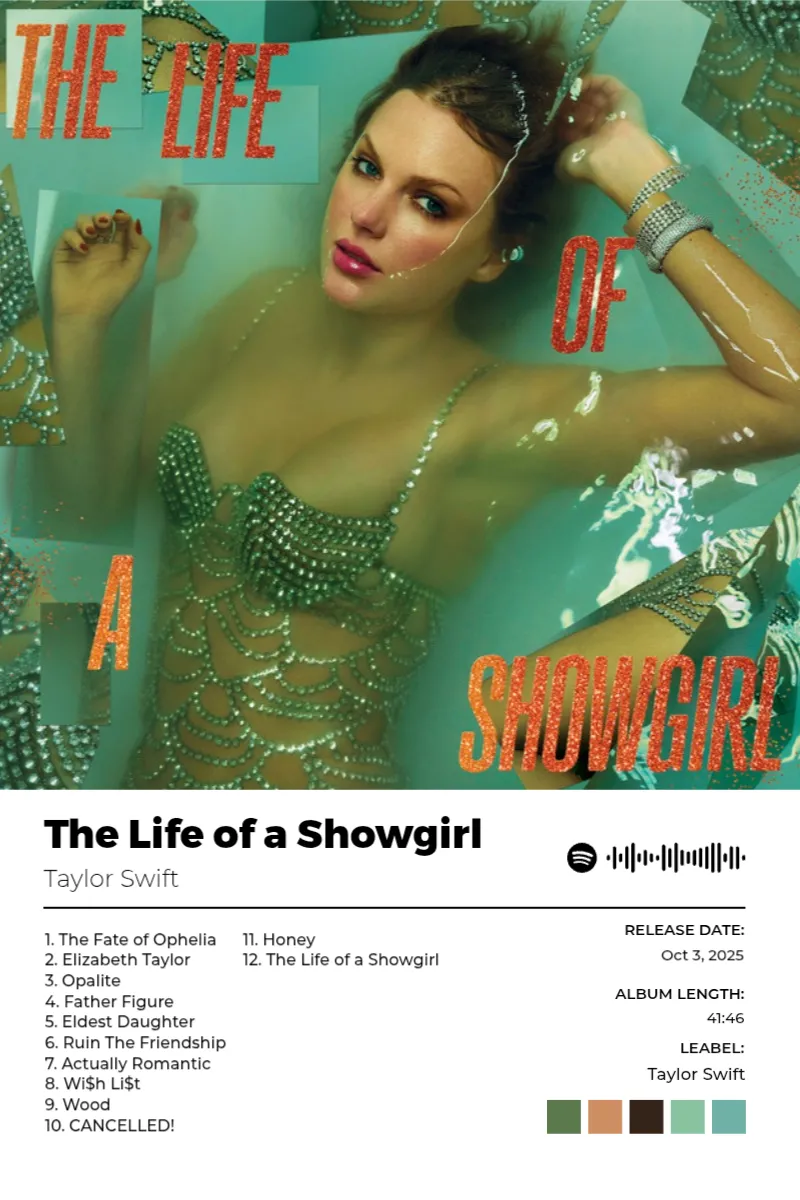 The Life of a Showgirl · The Life of a Showgirl · Taylor Swift · 2:3 Album poster for The Life of a Showgirl by Taylor Swift