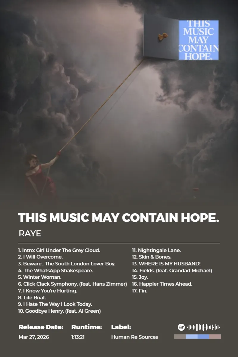 THIS MUSIC MAY CONTAIN HOPE. · THIS MUSIC MAY CONTAIN HOPE. · RAYE · 2:3 Album poster for THIS MUSIC MAY CONTAIN HOPE. by RAYE