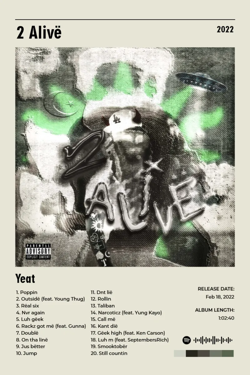 Album poster for 2 Alivë by Yeat