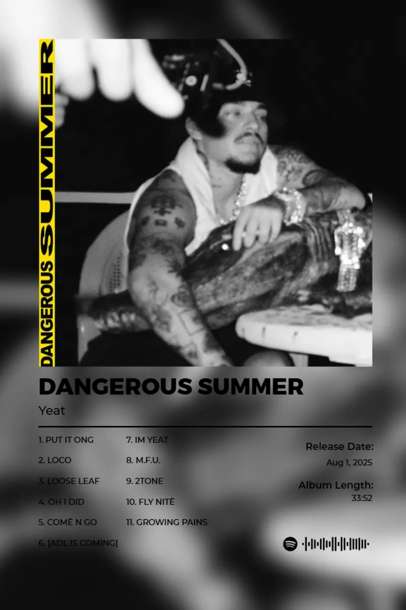 Album poster for DANGEROUS SUMMER by Yeat
