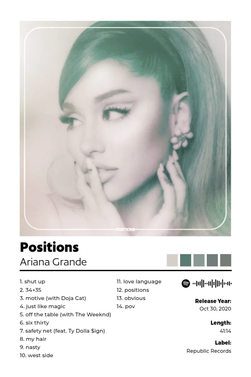 Album poster for Positions by Ariana Grande