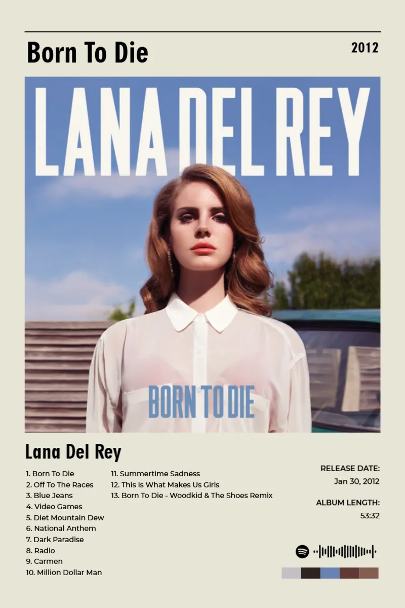 Born To Die · Born To Die · Lana Del Rey · 2:3 Album poster for Born To Die by Lana Del Rey
