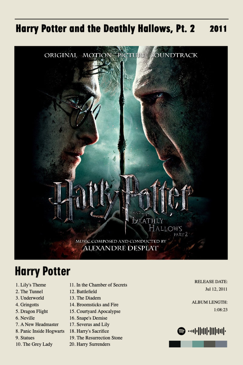 Album poster for Harry Potter and the Deathly Hallows, Pt. 2 (Original Motion Picture Soundtrack) by Alexandre Desplat