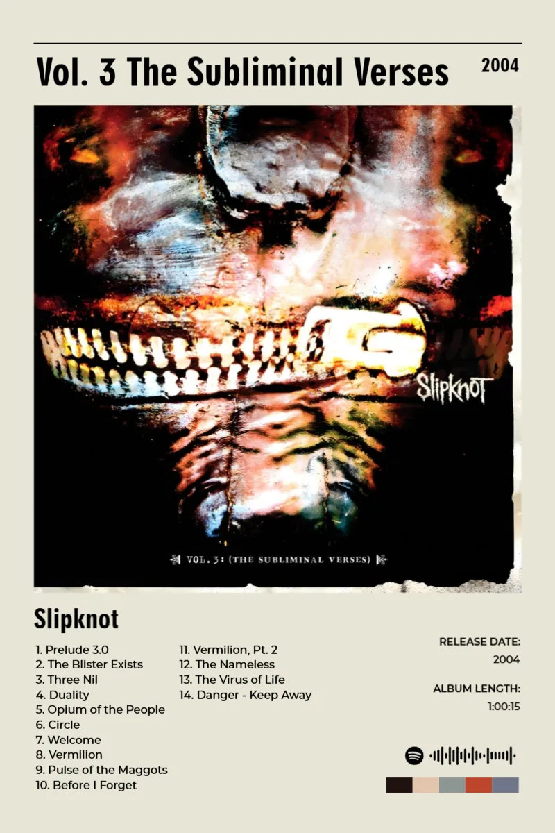 Album poster for Vol. 3 The Subliminal Verses by Slipknot