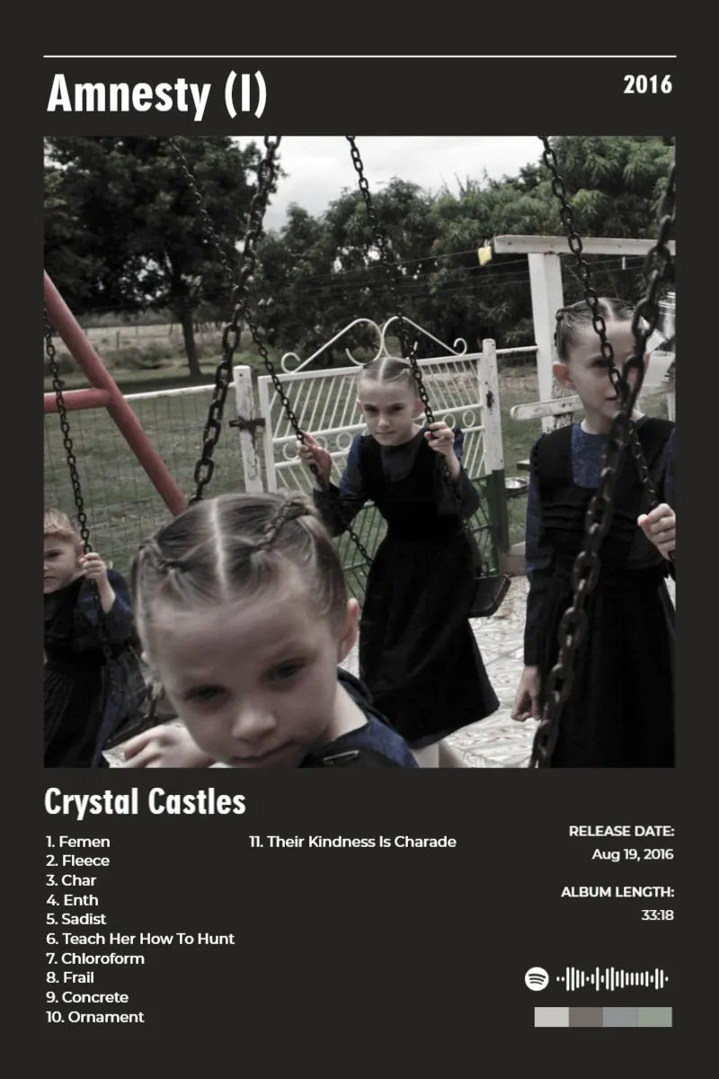Album poster for Amnesty (I) by Crystal Castles