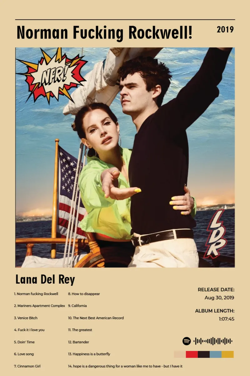 Album poster for Norman Fucking Rockwell! by Lana Del Rey