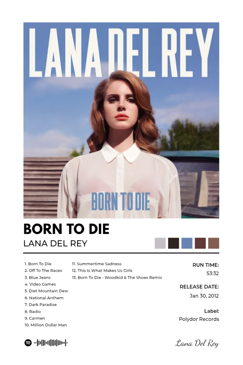 Album poster for Born To Die by Lana Del Rey
