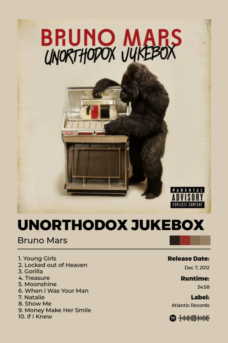 Unorthodox Jukebox · Unorthodox Jukebox · Bruno Mars · 2:3 Album poster for Unorthodox Jukebox by Bruno Mars