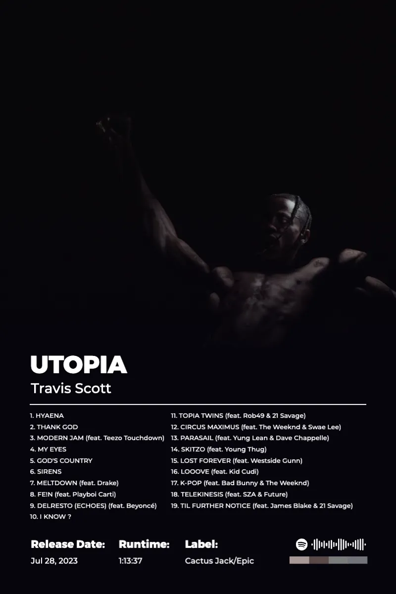 Album poster for UTOPIA by Travis Scott