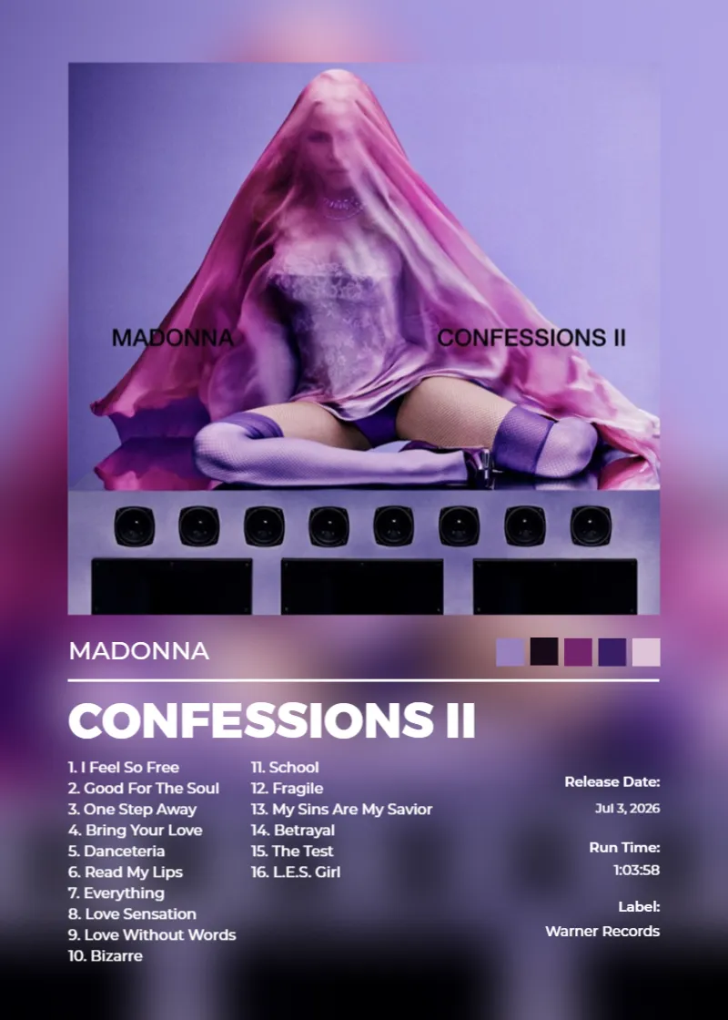 CONFESSIONS II · CONFESSIONS II · Madonna · 5:7 Album poster for CONFESSIONS II by Madonna