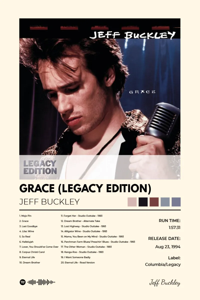 Album poster for Grace (Legacy Edition) by Jeff Buckley