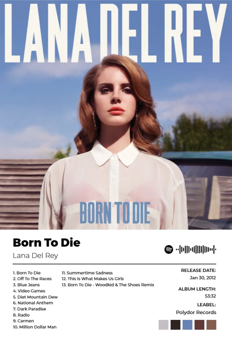 Born To Die · Born To Die · Lana Del Rey · 2:3 Album poster for Born To Die by Lana Del Rey