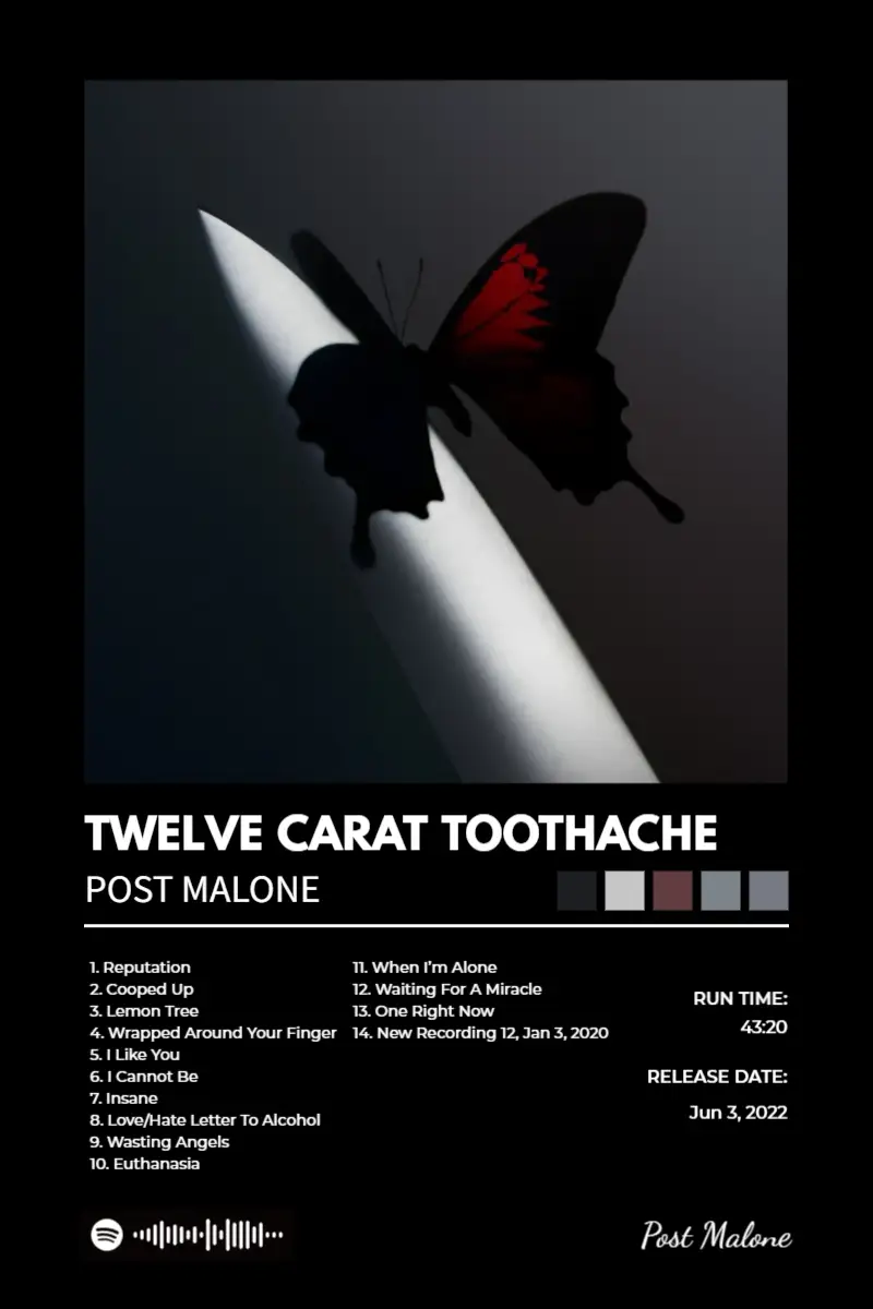Twelve Carat Toothache · Twelve Carat Toothache · Post Malone · 2:3 Album poster for Twelve Carat Toothache by Post Malone