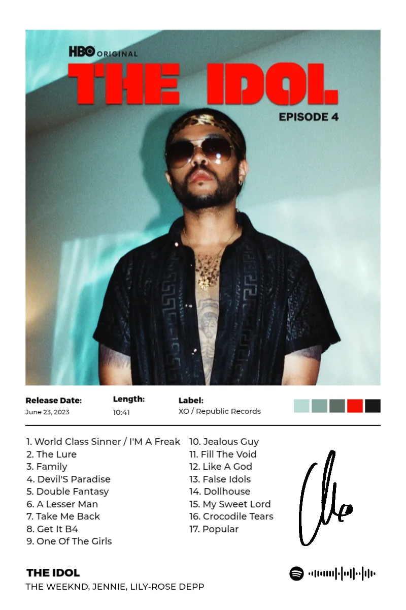 Album poster for The Idol Episode 4 (Music from the HBO Original Series) by The Weeknd, JENNIE, Lily-Rose Depp