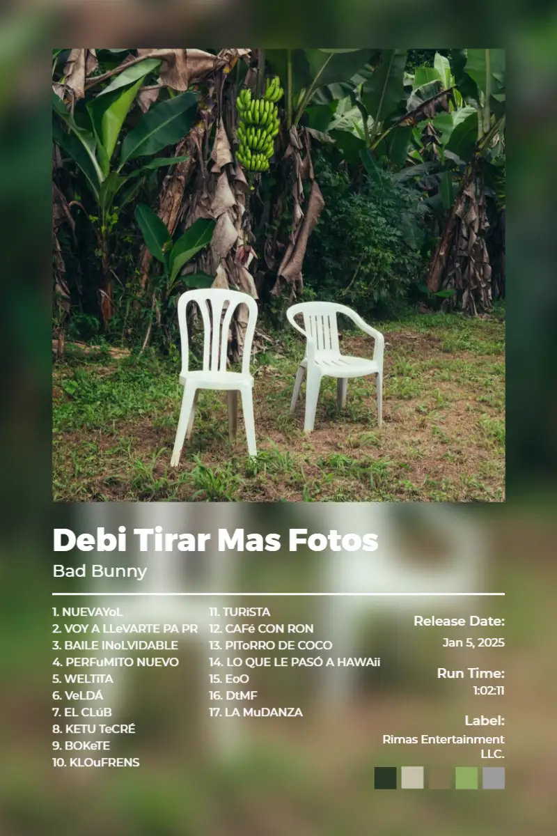 DeBÍ TiRAR MáS FOToS · DeBÍ TiRAR MáS FOToS · Bad Bunny · 2:3 Album poster for DeBÍ TiRAR MáS FOToS by Bad Bunny