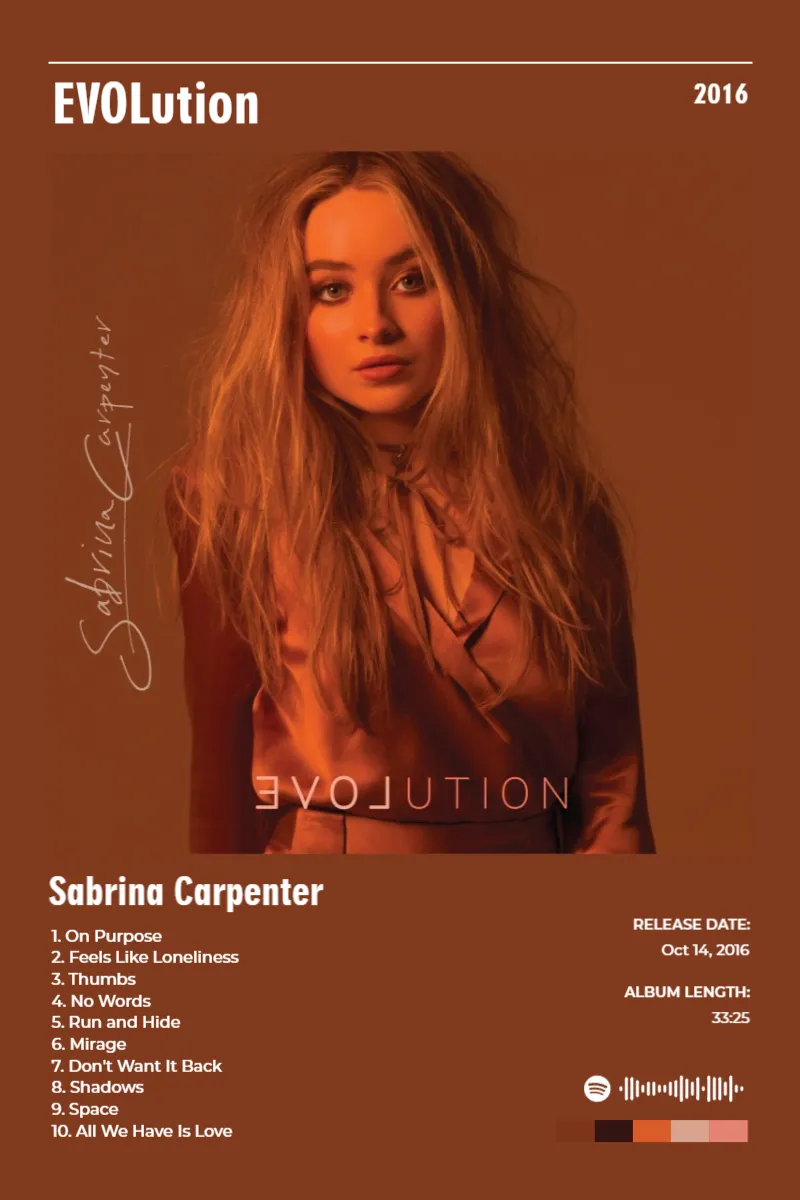 Album poster for EVOLution by Sabrina Carpenter