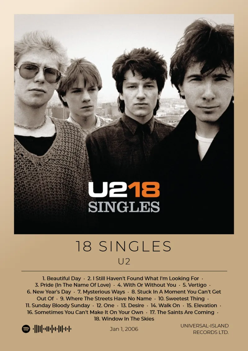 U218 Singles · U218 Singles · U2 · DIN A4 Album poster for U218 Singles by U2