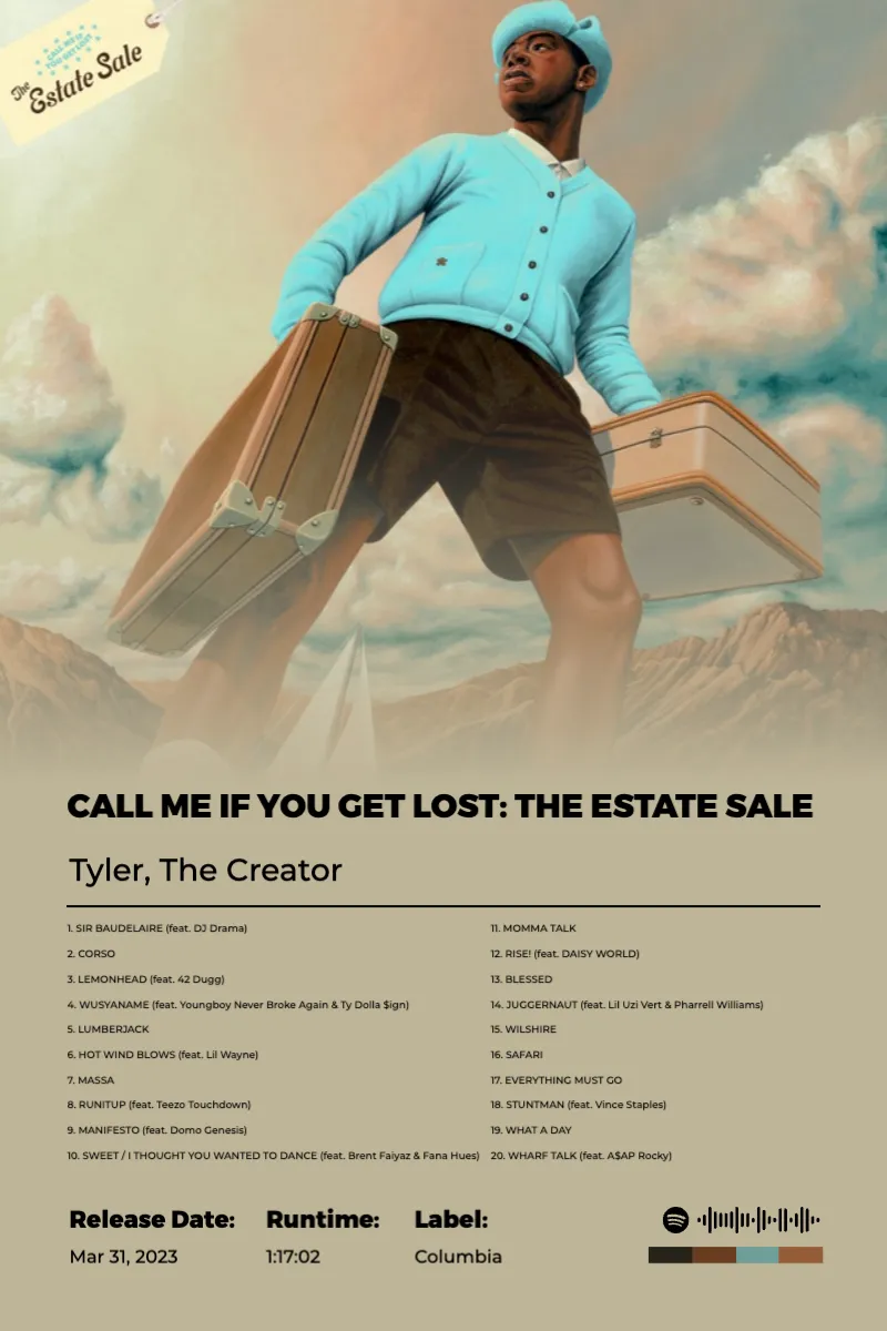 Album poster for CALL ME IF YOU GET LOST: The Estate Sale by Tyler, The Creator