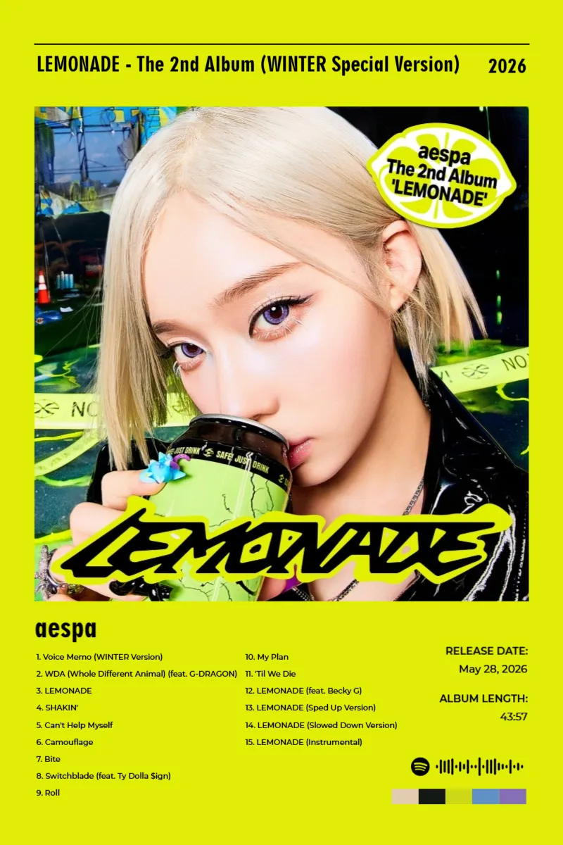 Album poster for LEMONADE - The 2nd Album (WINTER Special Version) by aespa