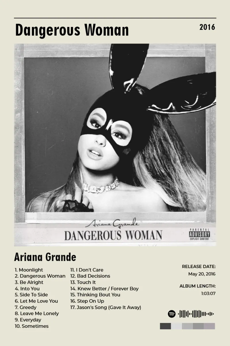 Dangerous Woman · Dangerous Woman · Ariana Grande · 2:3 Album poster for Dangerous Woman by Ariana Grande
