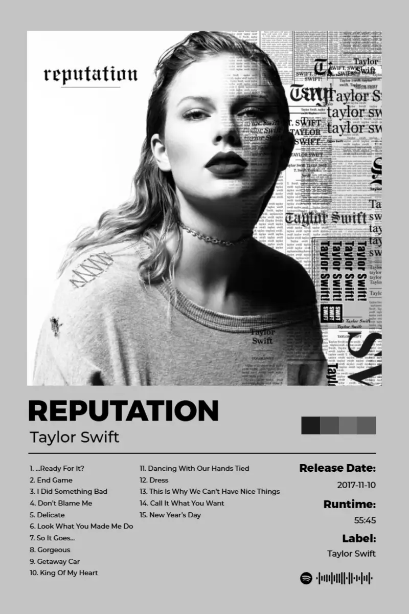 reputation · reputation · Taylor Swift · 2:3 Album poster for reputation by Taylor Swift