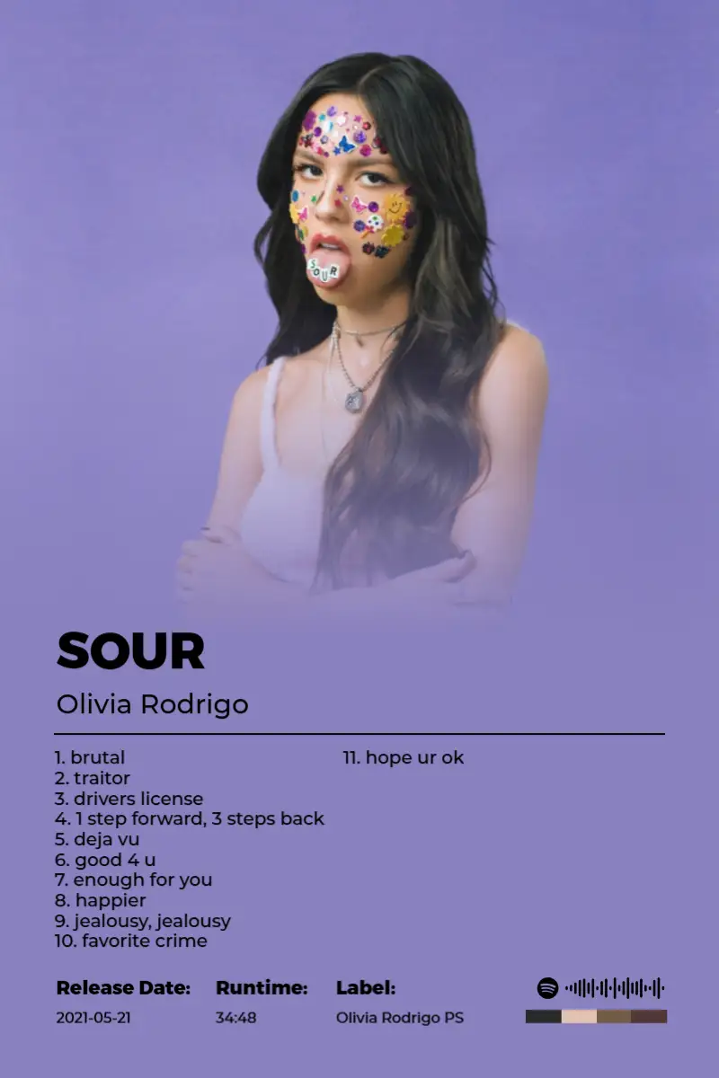 SOUR · SOUR · Olivia Rodrigo · 2:3 Album poster for SOUR by Olivia Rodrigo
