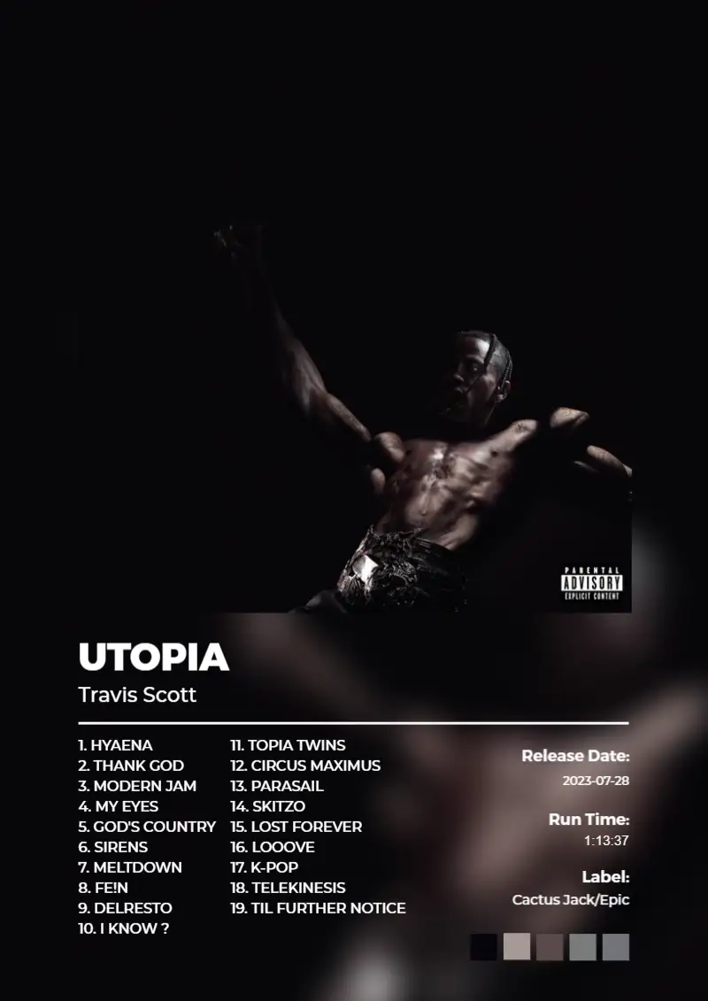 Album poster for UTOPIA by Travis Scott