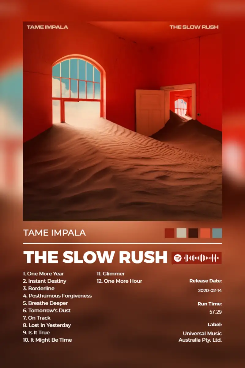 Album poster for The Slow Rush by Tame Impala