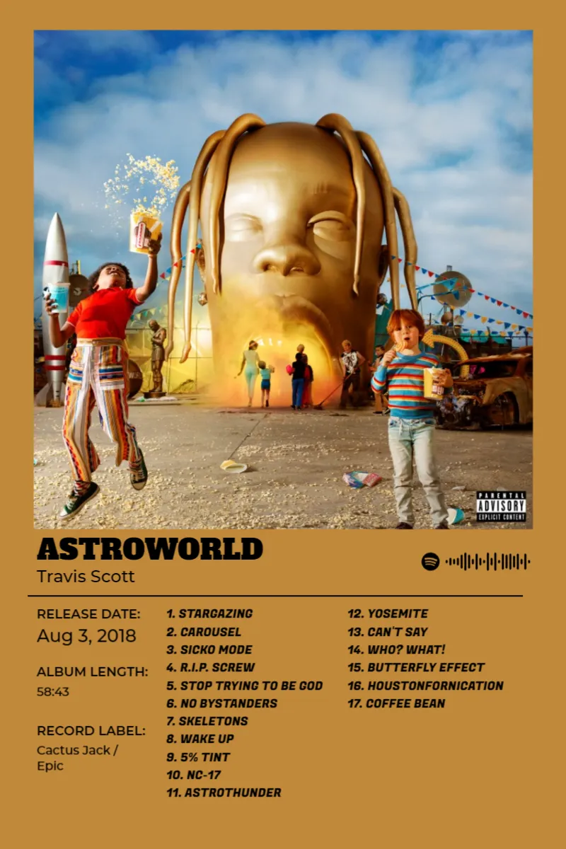 Album poster for ASTROWORLD by Travis Scott